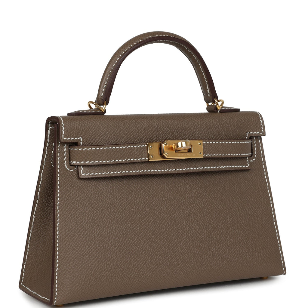 Kelly Sellier 20 Etoupe Epsom Gold Hardware