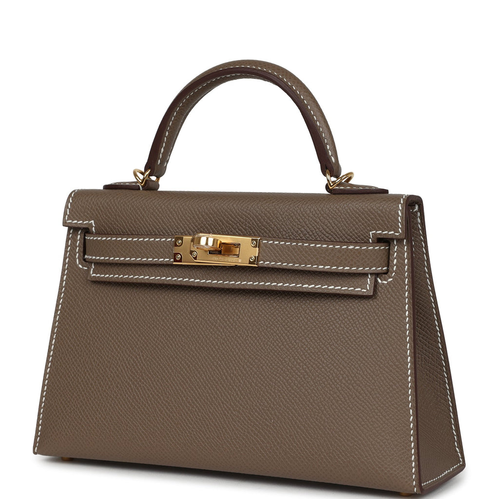 Kelly Sellier 20 Etoupe Epsom Gold Hardware