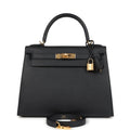 Kelly Sellier 28 Black Epsom Gold Hardware