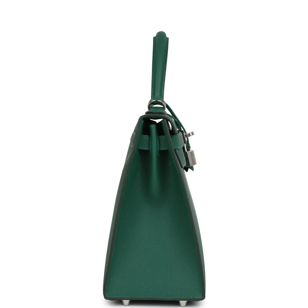 Kelly Sellier 28 Vert Moyen Epsom Palladium Hardware