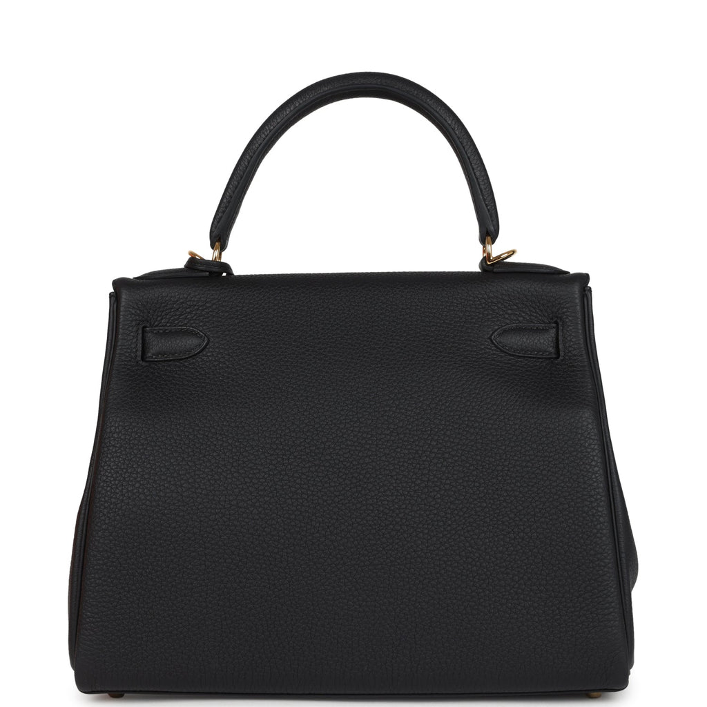 Kelly Retourne 28 Black Togo Gold Hardware