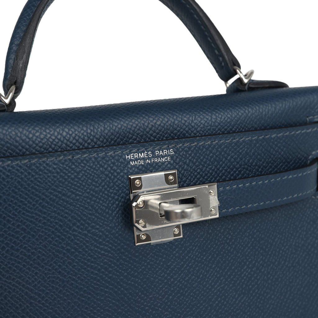 Kelly Sellier 20 Bleu de Prusse Epsom Palladium Hardware