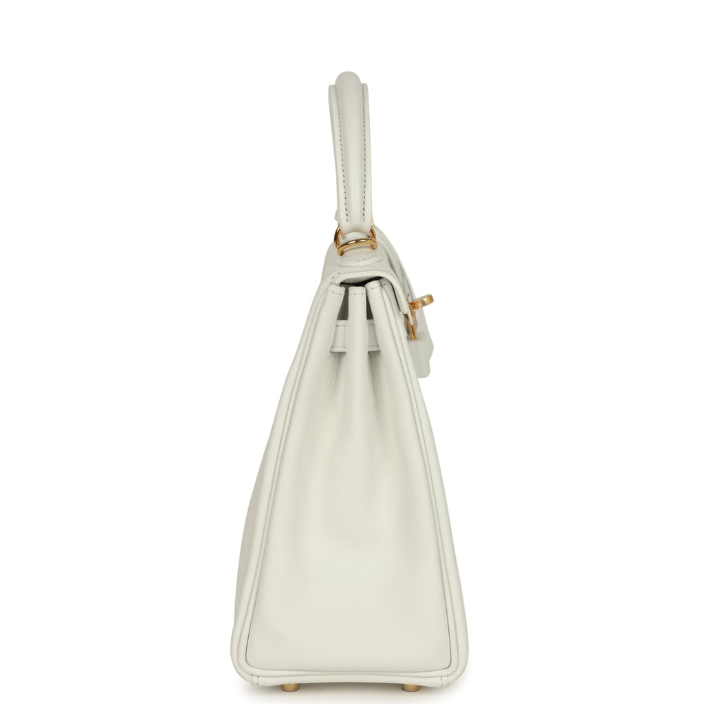 Hermes Kelly Retourne 25 New White Swift Gold Hardware