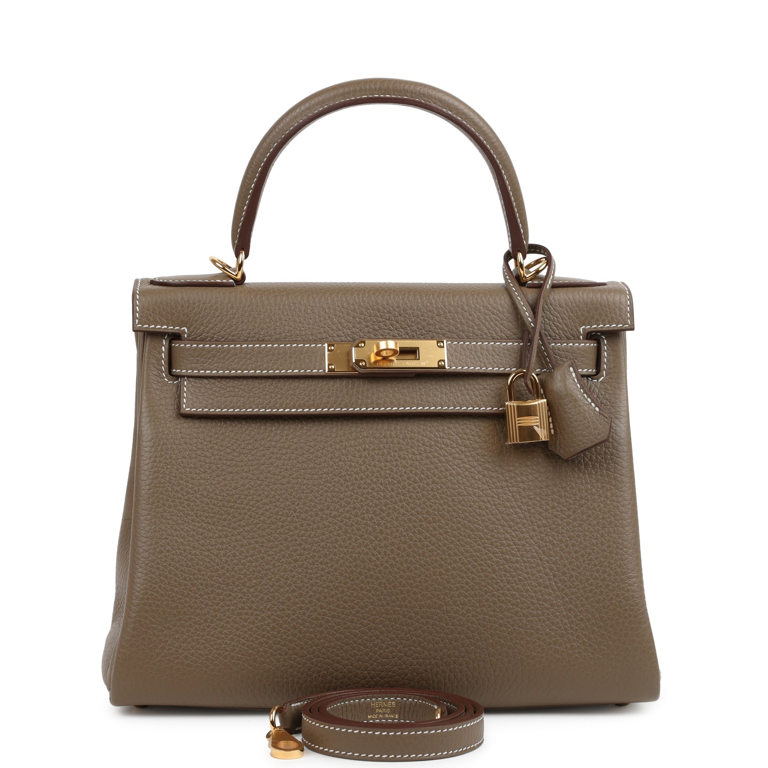 Kelly Retourne 28 Etoupe Clemence Gold Hardware