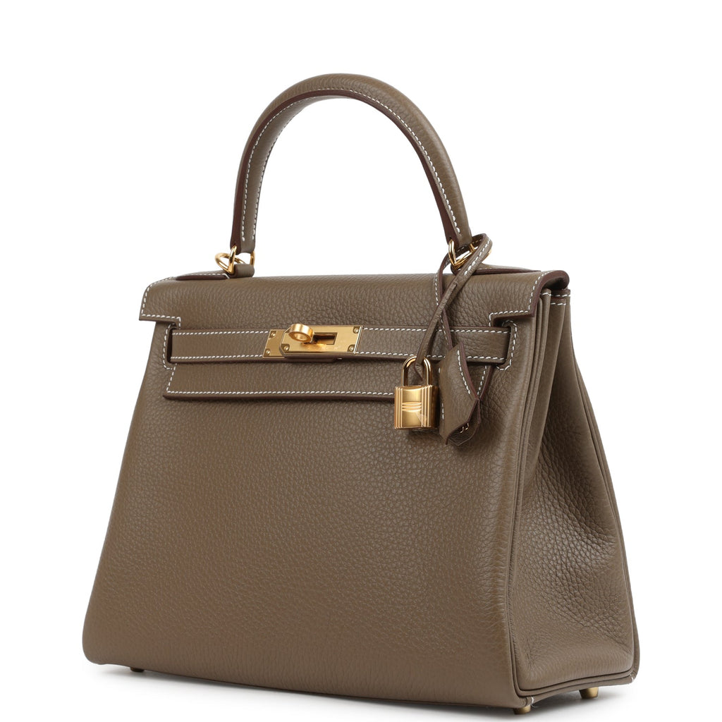 Kelly Retourne 28 Etoupe Clemence Gold Hardware