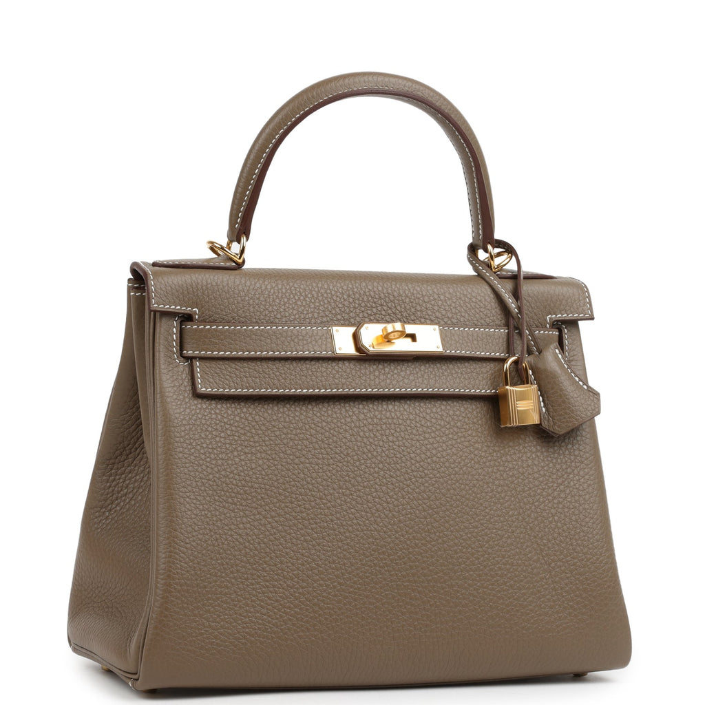 Kelly Retourne 28 Etoupe Clemence Gold Hardware