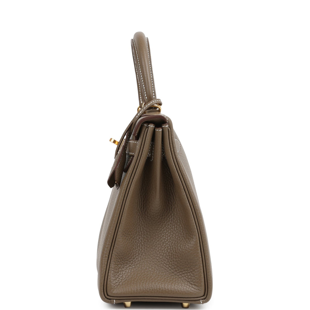 Kelly Retourne 28 Etoupe Clemence Gold Hardware