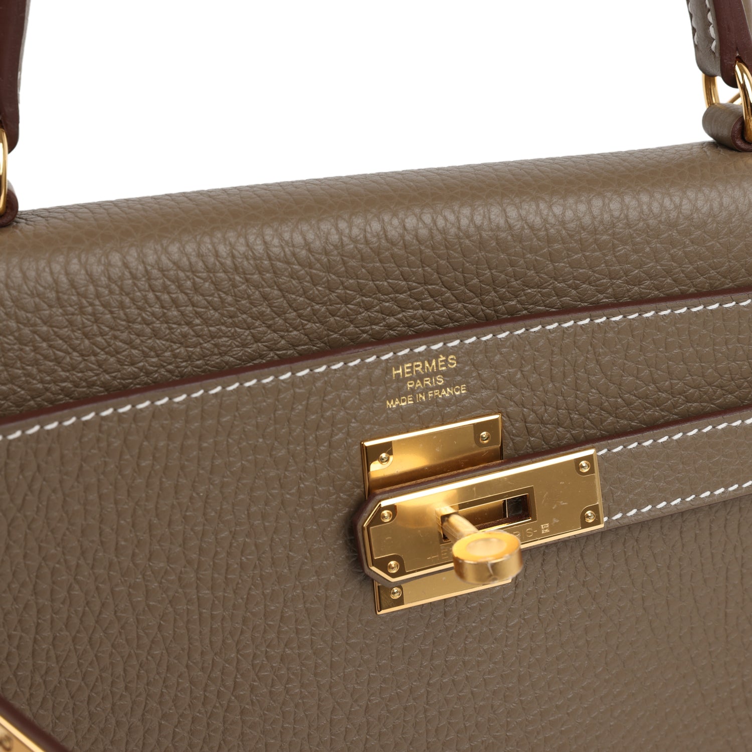 Kelly Retourne 28 Etoupe Clemence Gold Hardware