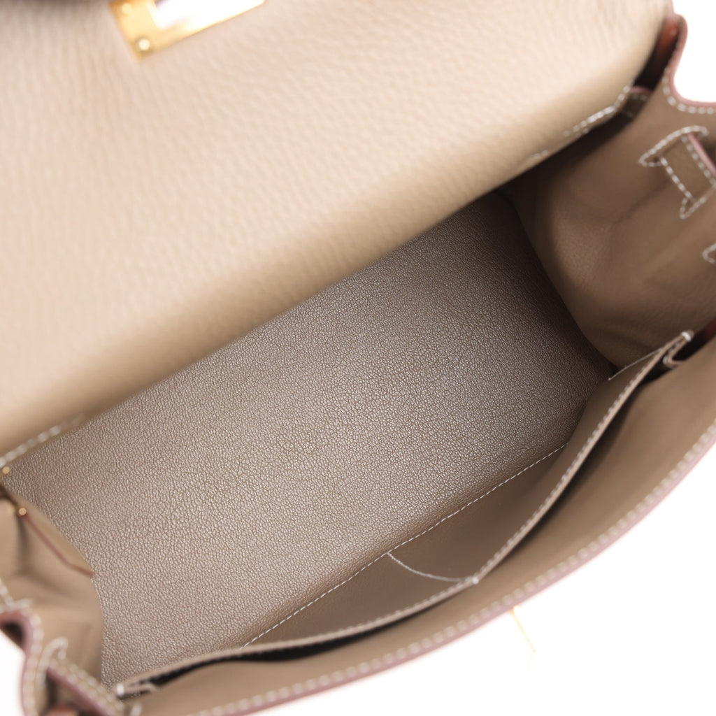 Kelly Retourne 28 Etoupe Clemence Gold Hardware