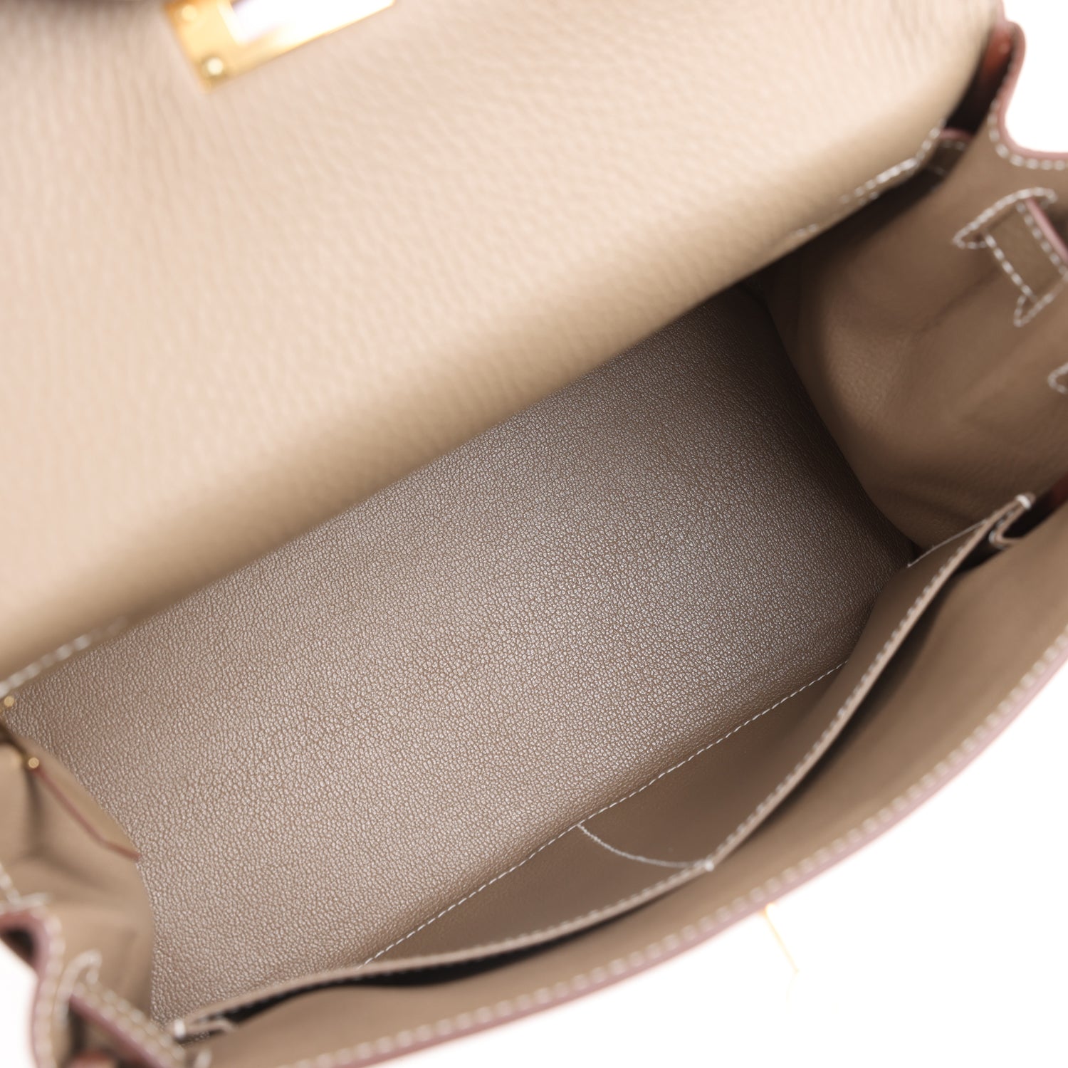 Kelly Retourne 28 Etoupe Clemence Gold Hardware