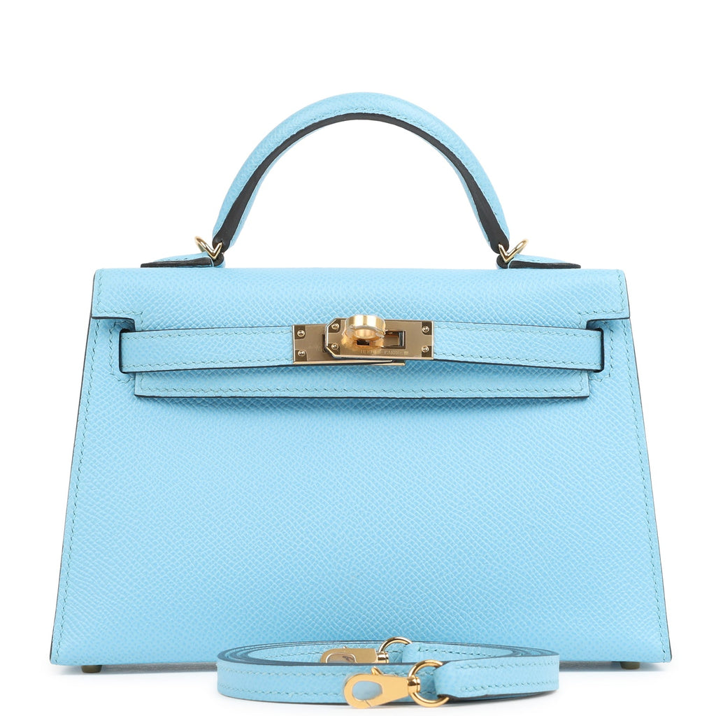 Kelly Sellier 20 Celeste Epsom Gold Hardware