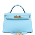 Kelly Sellier 20 Celeste Epsom Gold Hardware
