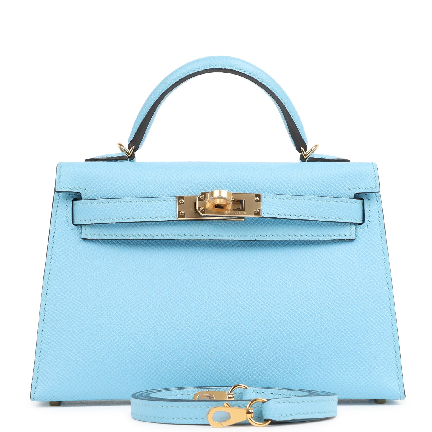 Kelly Sellier 20 Celeste Epsom Gold Hardware