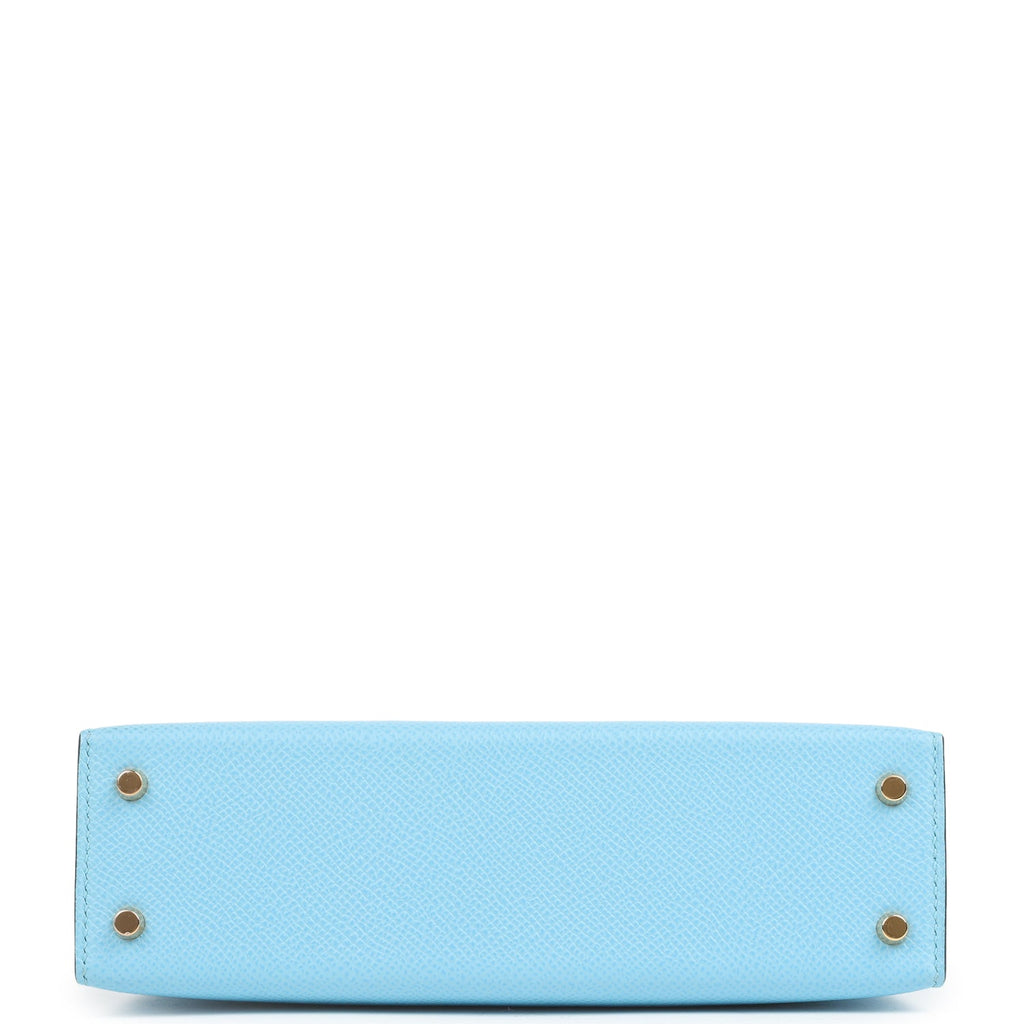 Kelly Sellier 20 Celeste Epsom Gold Hardware