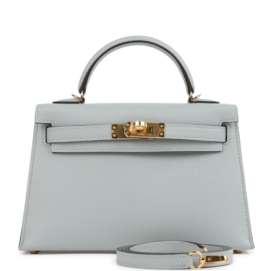 Kelly Sellier 20 Bleu Glacier Epsom Gold Hardware