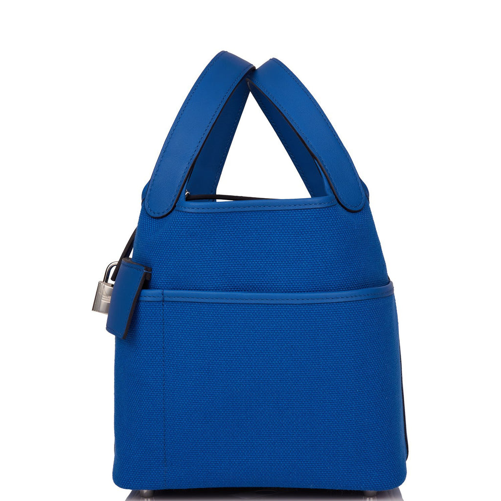 Picotin Cargo 18 Bleu France Swift and Toile Canvas Palladium Hardware