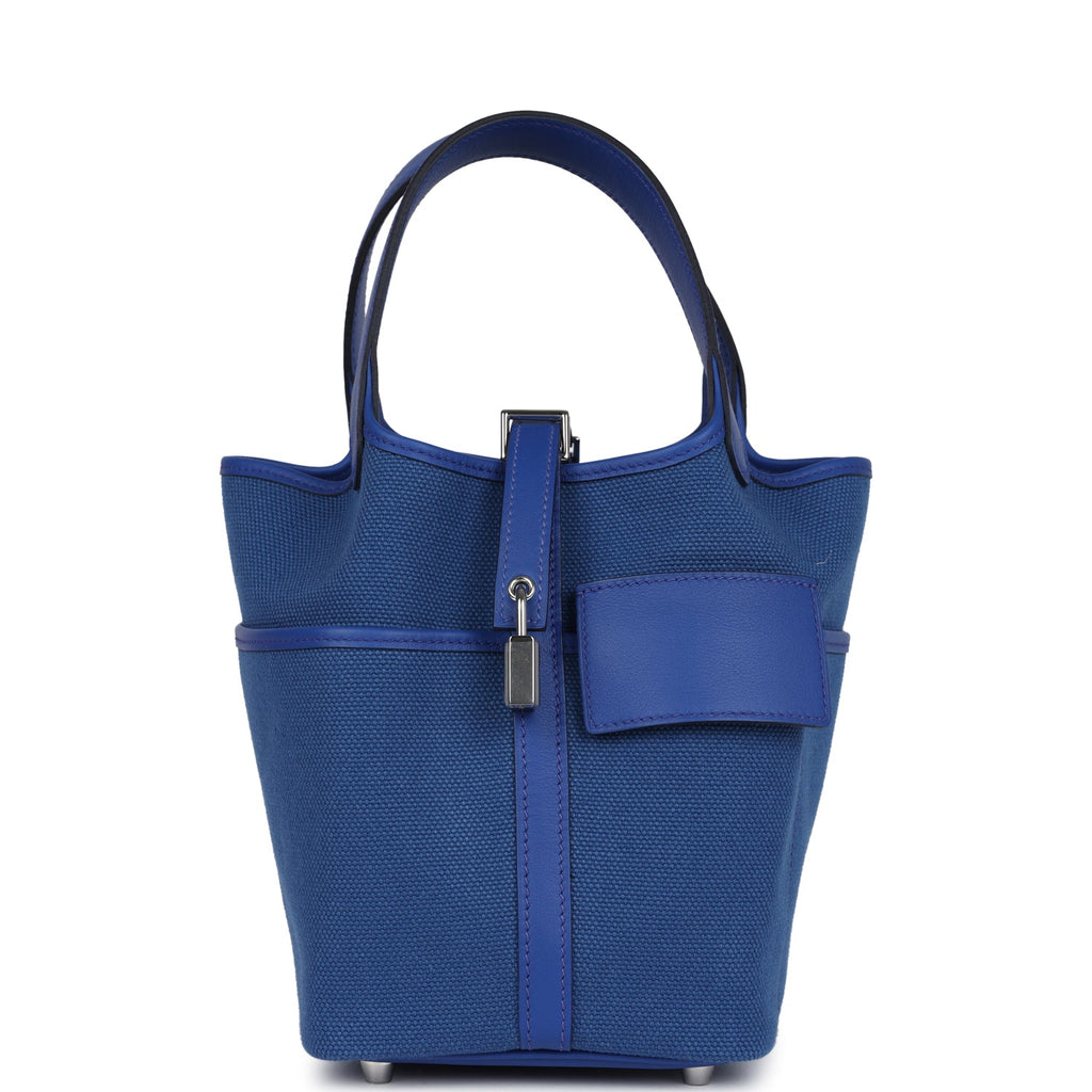 Picotin Cargo 18 Bleu Royal Swift and Toile Canvas Palladium Hardware