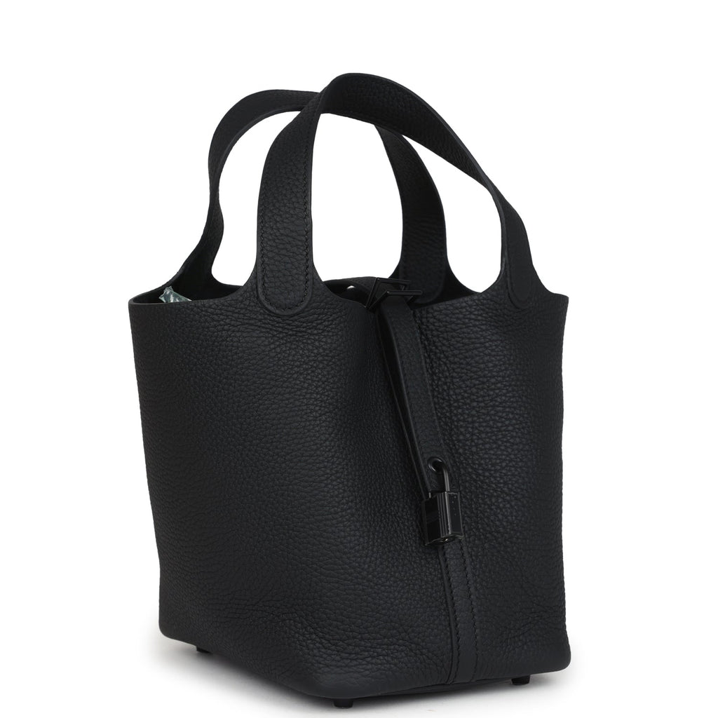 Picotin Lock 18 Monochrome Black Clemence Black Hardware