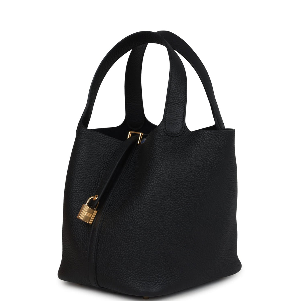 Picotin Lock 22 Black Clemence Gold Hardware