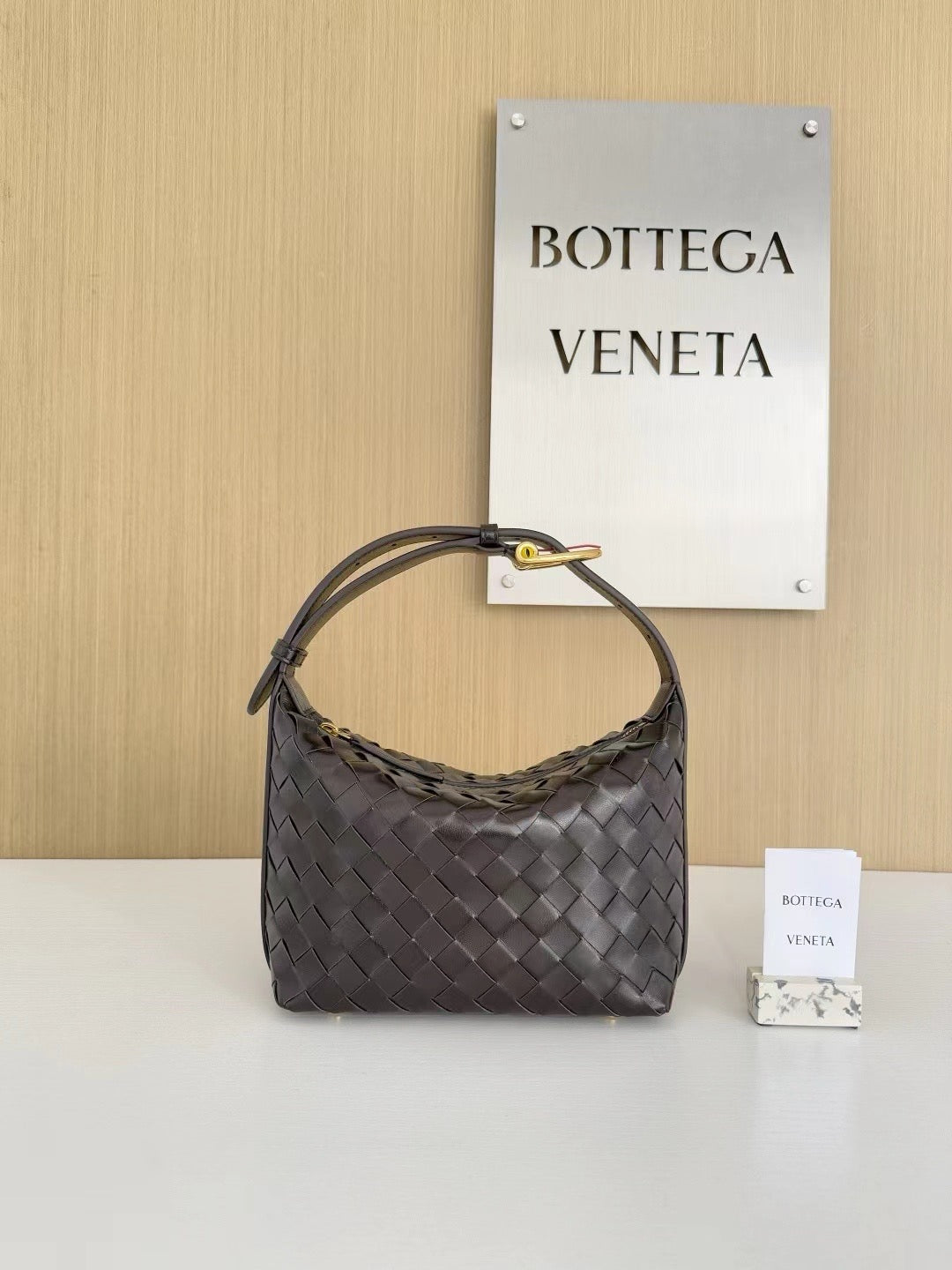 Slouchy Woven Leather Shoulder Bag with Adjustable Strap