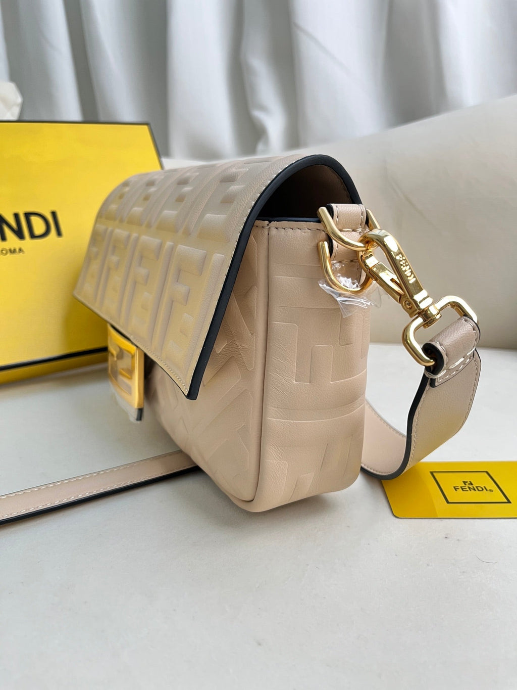 Beige Flap Shoulder Bag