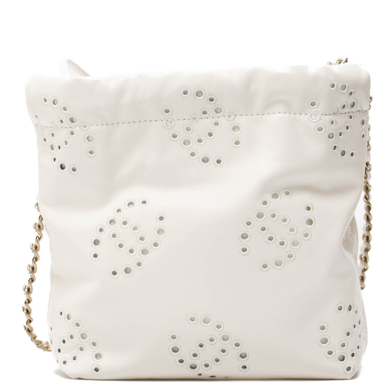 22 Mini White Shiny Calf Leather Handbag