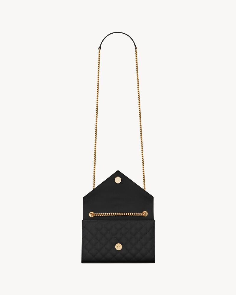 Saint Laurent Envelope Small In Quilted Grain De Poudre Embossed Leather
