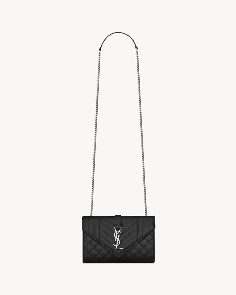 Saint Laurent Envelope Small In Quilted Grain De Poudre Embossed Leather