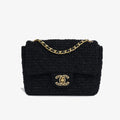 Black Square Tweed CC Flap Crossbody Bag