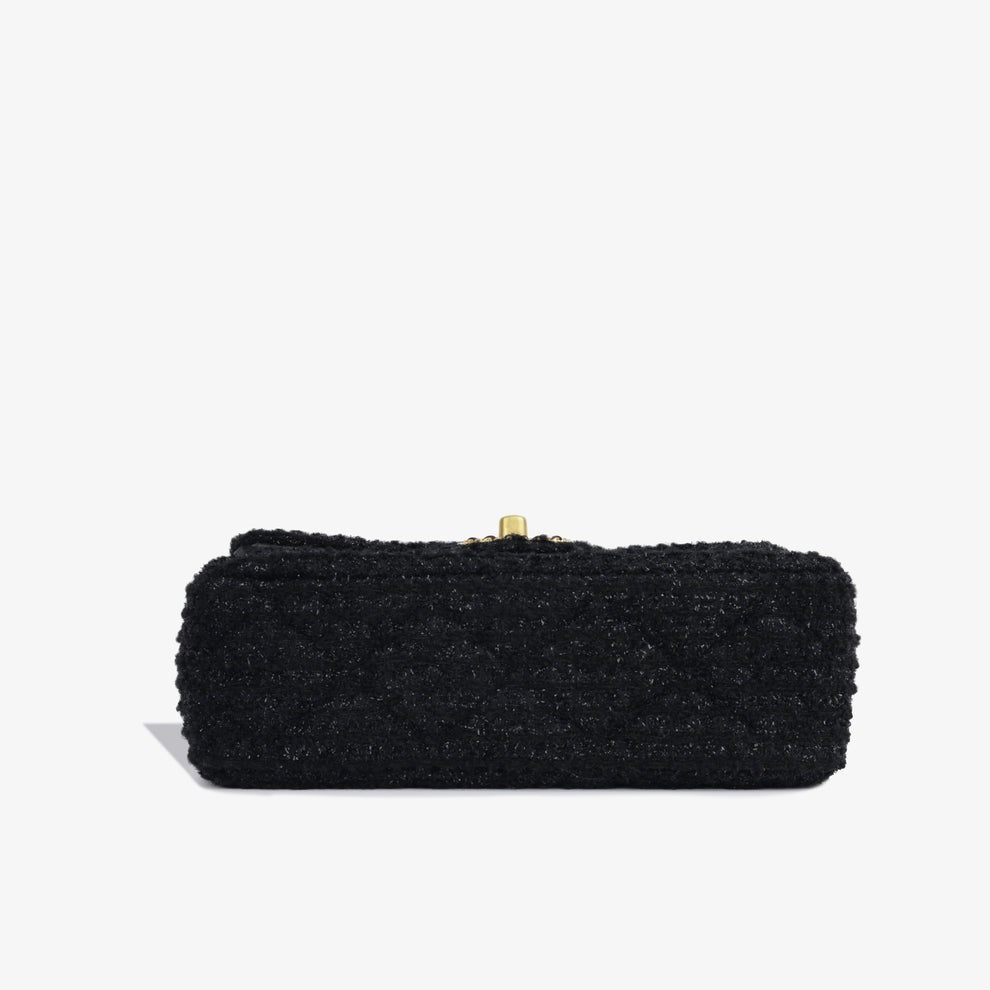 Black Square Tweed CC Flap Crossbody Bag