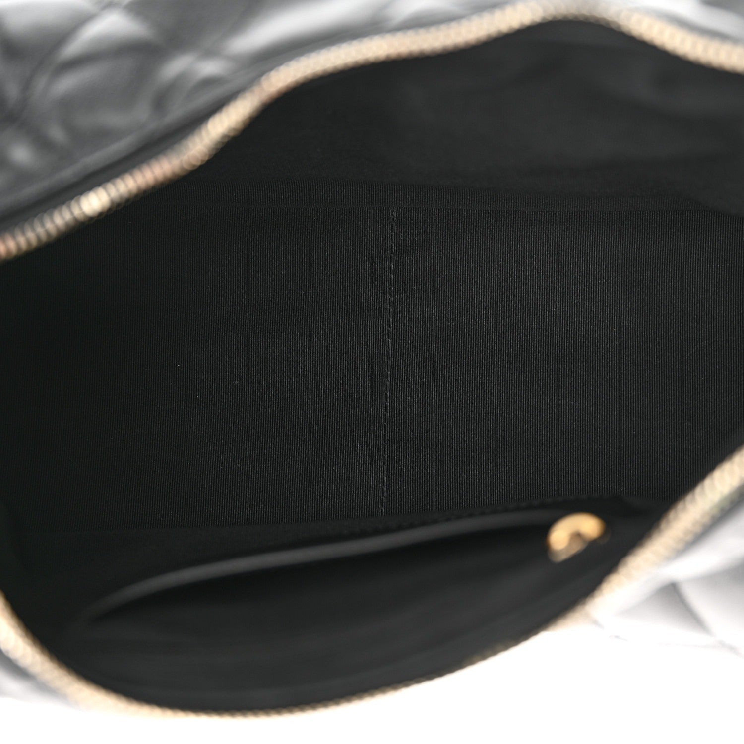 Shiny Lambskin Quilted Trendy Pockets Hobo Black