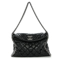 Washed Lambskin Chain Around Hobo Black