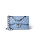 23P Light Blue Classic Flap Small Light Gold Hardware