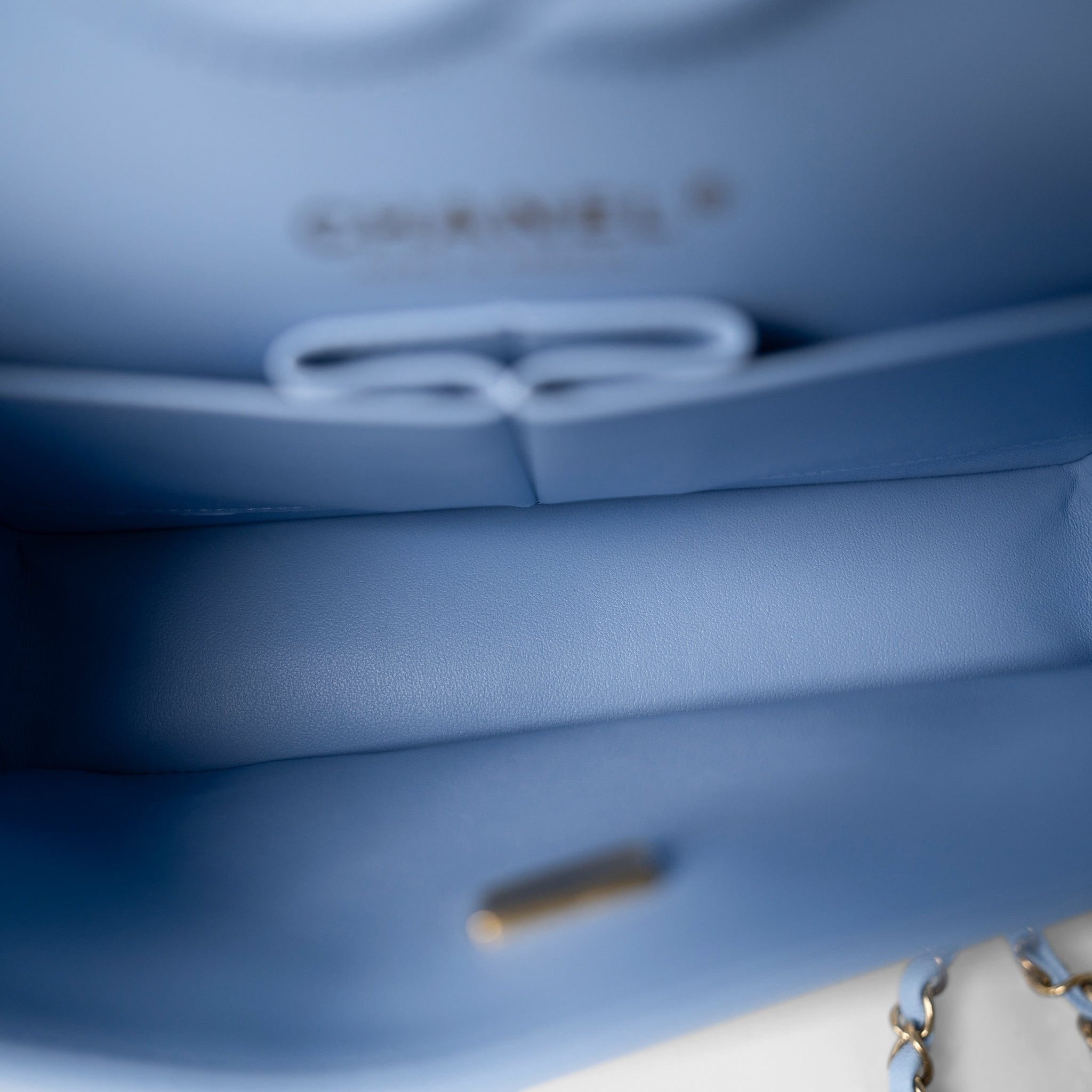 23P Light Blue Classic Flap Small Light Gold Hardware