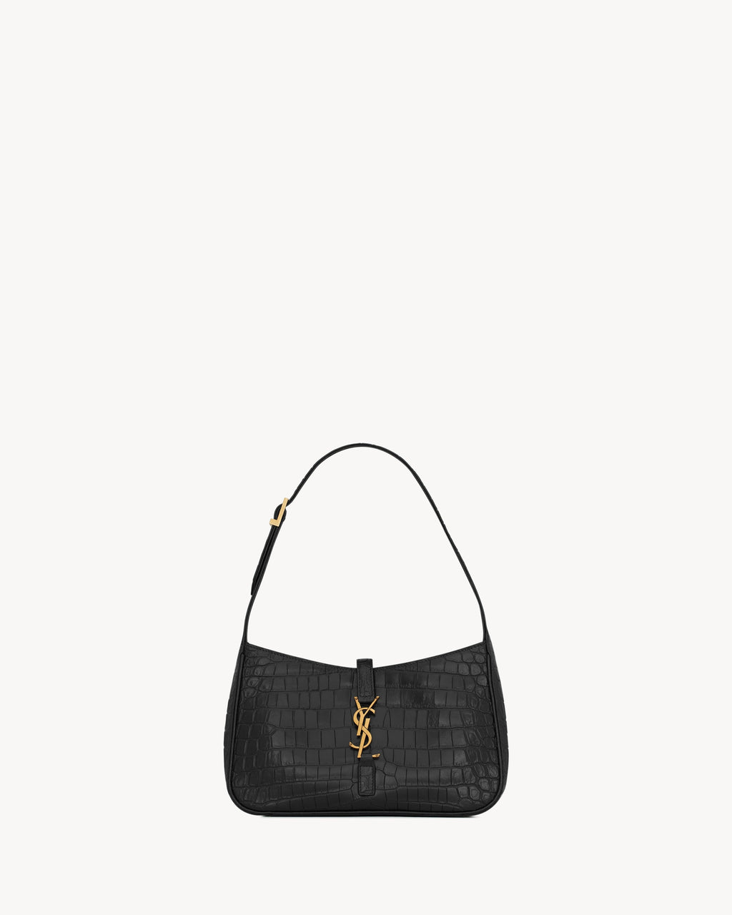 Saint Laurent LE 5 À 7 In Crocodile-Embossed Shiny Leather