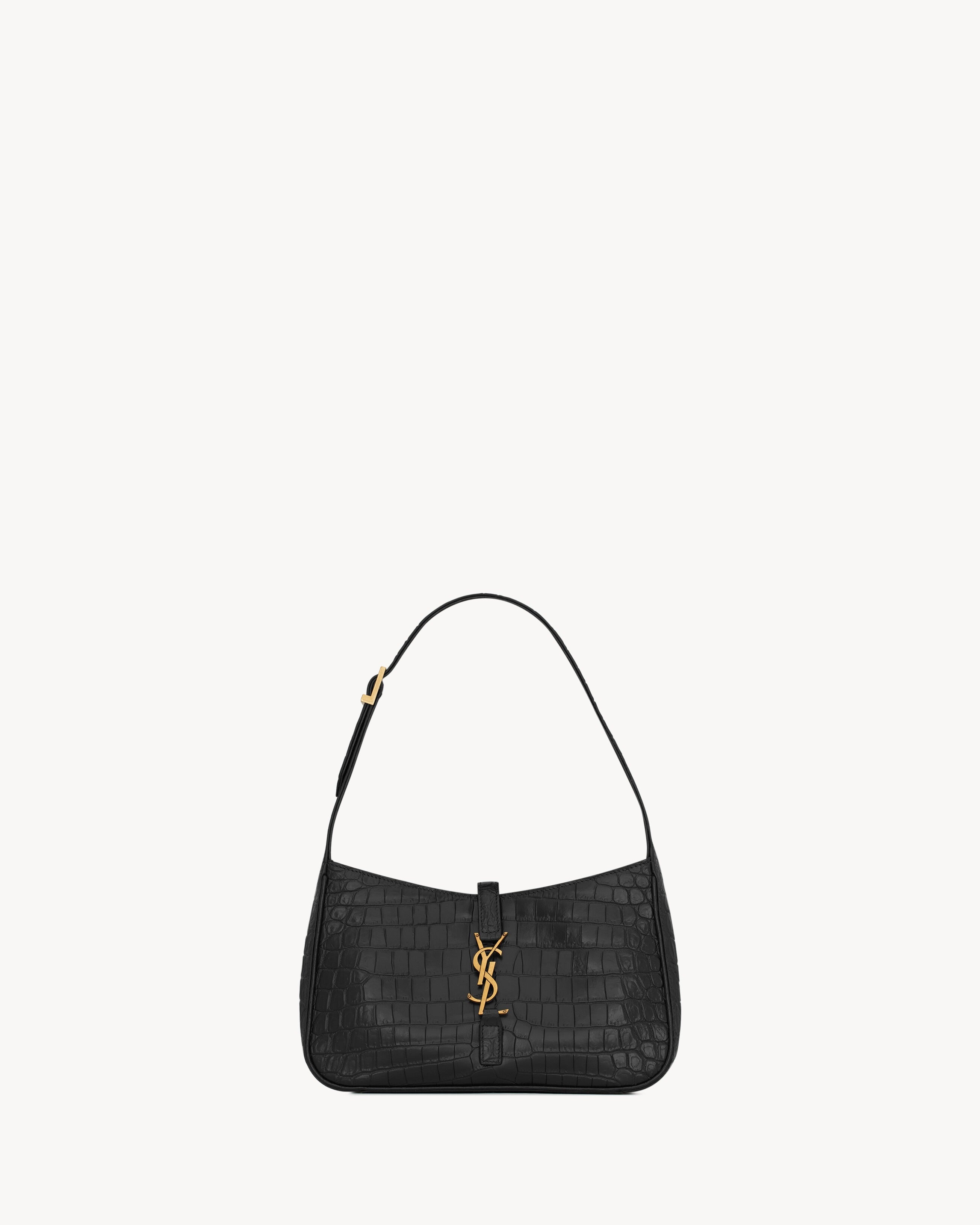 Saint Laurent LE 5 À 7 In Crocodile-Embossed Shiny Leather