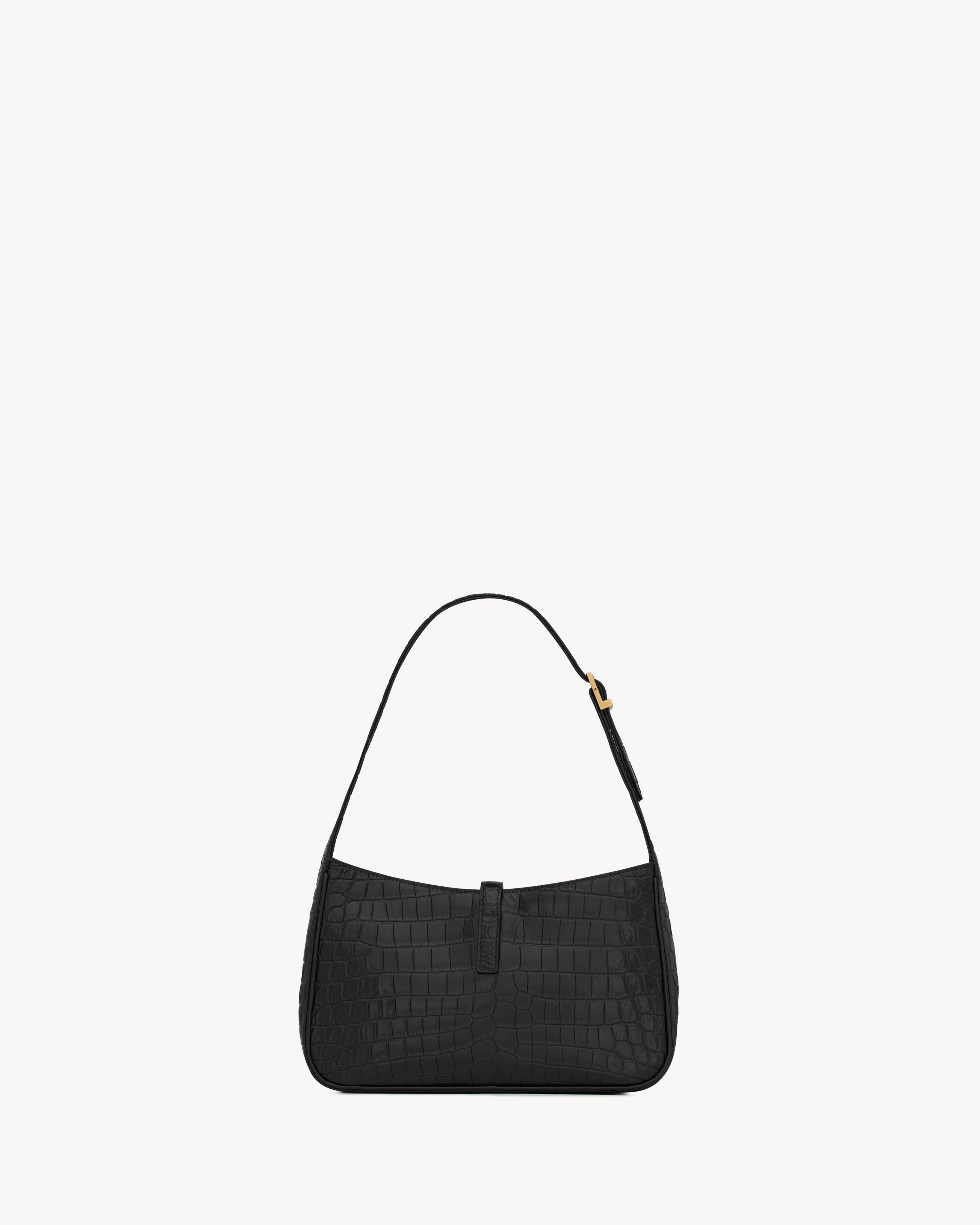 Saint Laurent LE 5 À 7 In Crocodile-Embossed Shiny Leather
