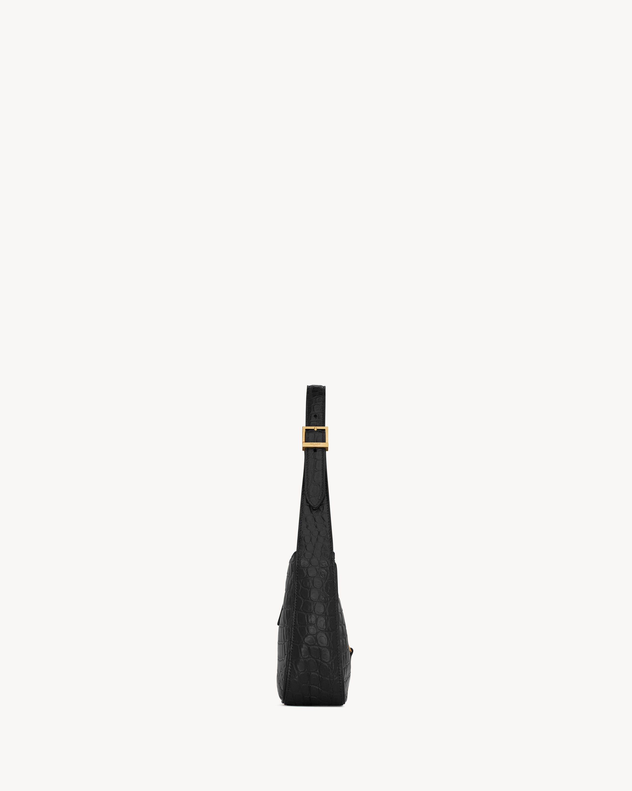 Saint Laurent LE 5 À 7 In Crocodile-Embossed Shiny Leather