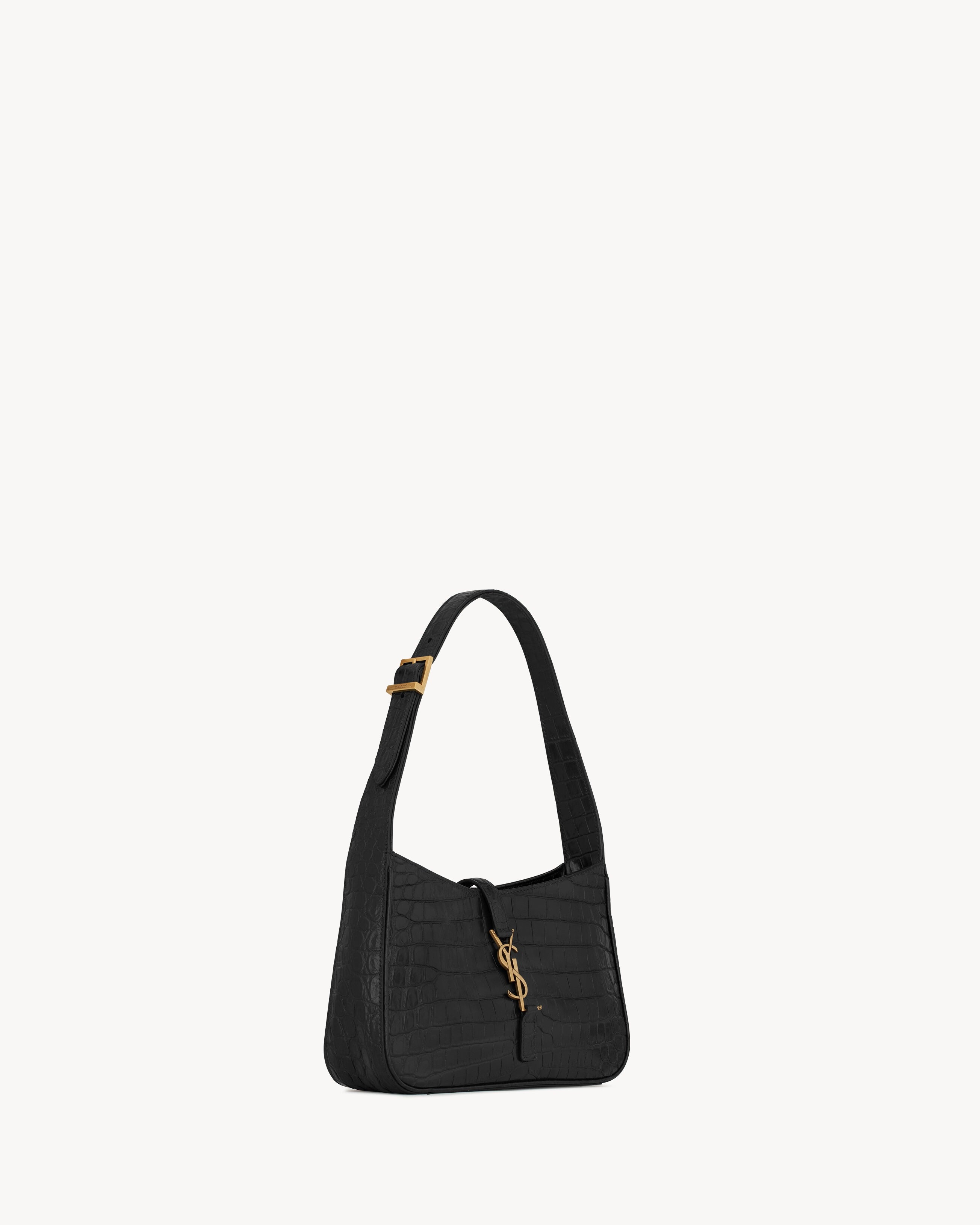 Saint Laurent LE 5 À 7 In Crocodile-Embossed Shiny Leather