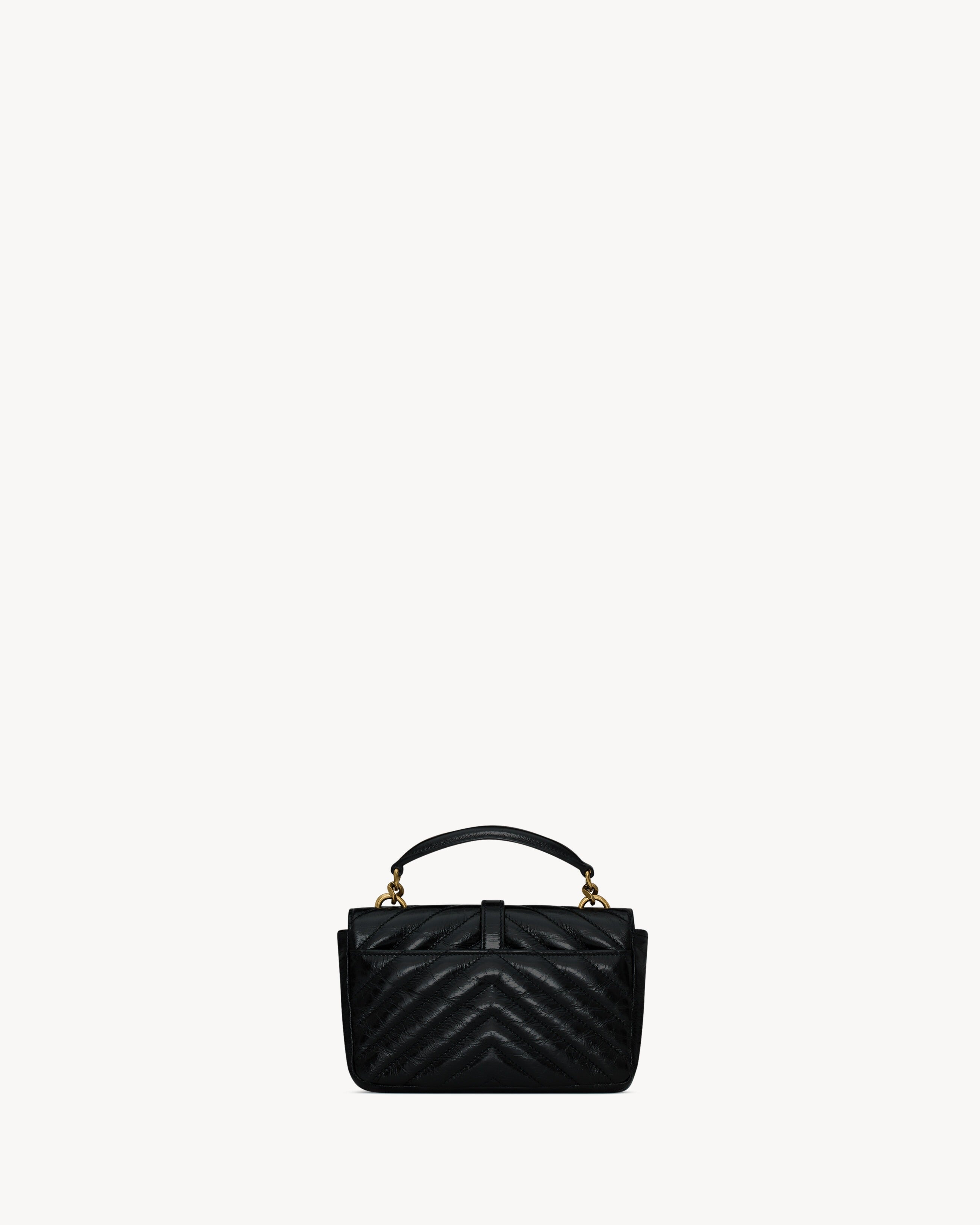 Saint Laurent College Mini Chain Bag In Shiny Crackled Leather