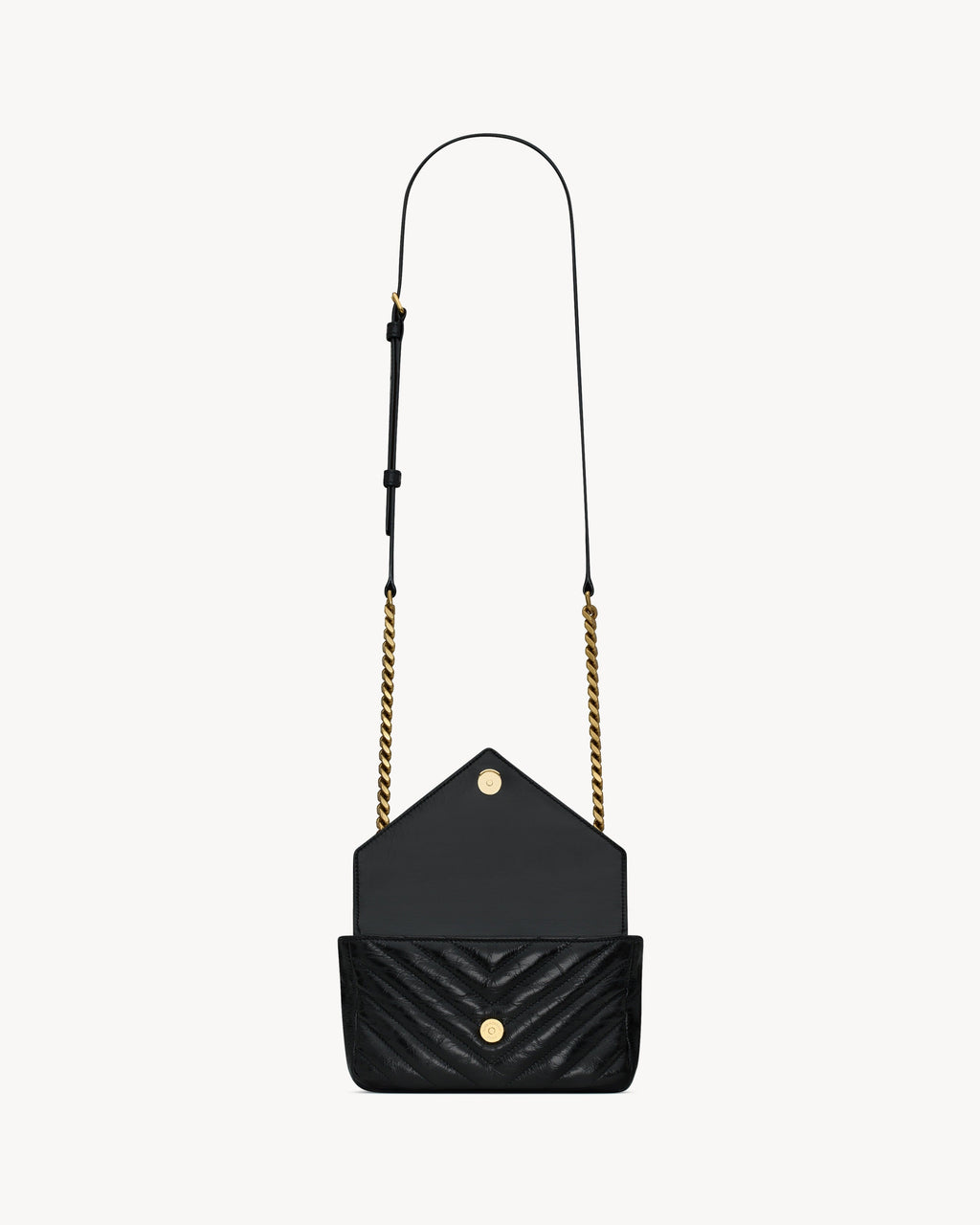 Saint Laurent College Mini Chain Bag In Shiny Crackled Leather