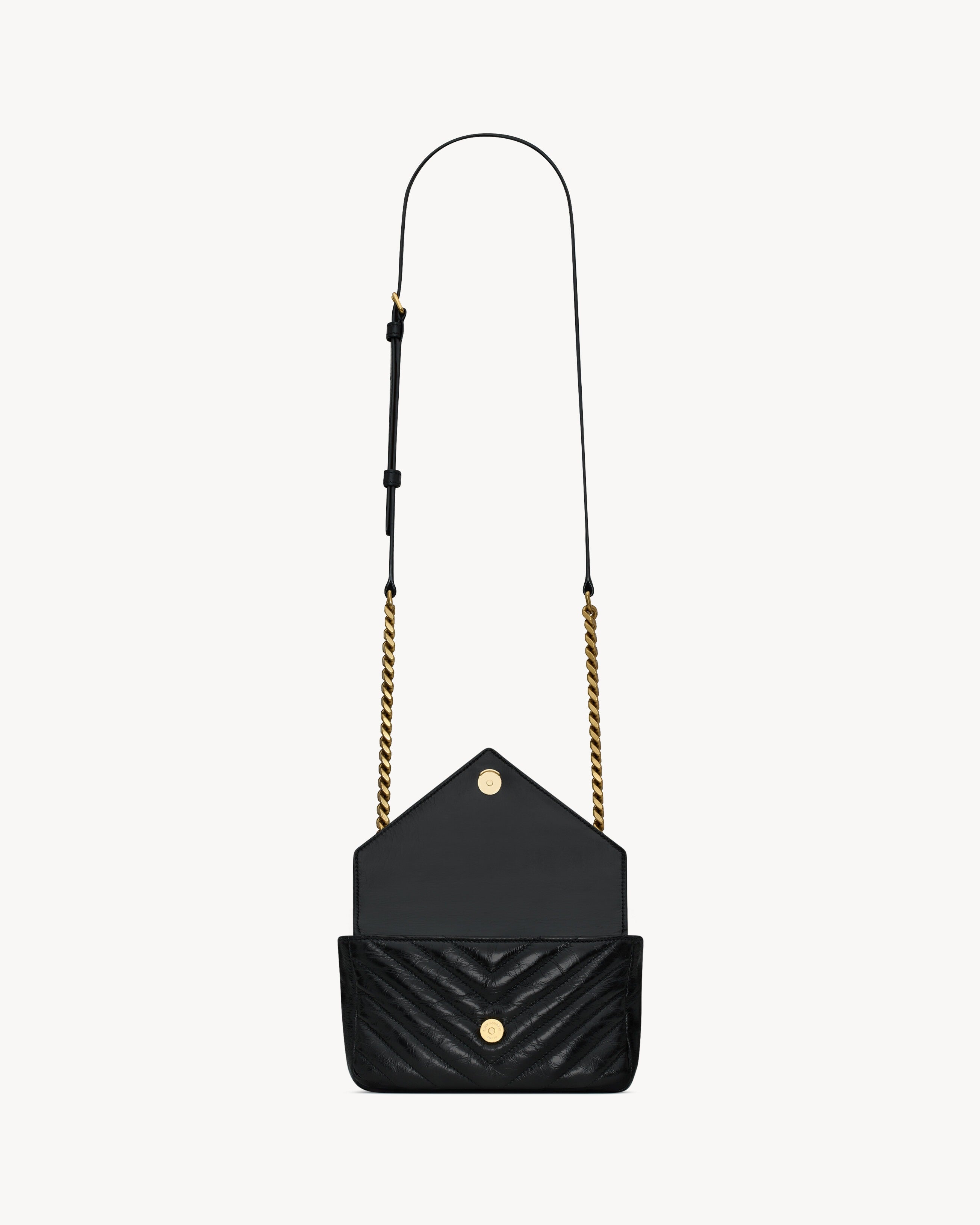 Saint Laurent College Mini Chain Bag In Shiny Crackled Leather