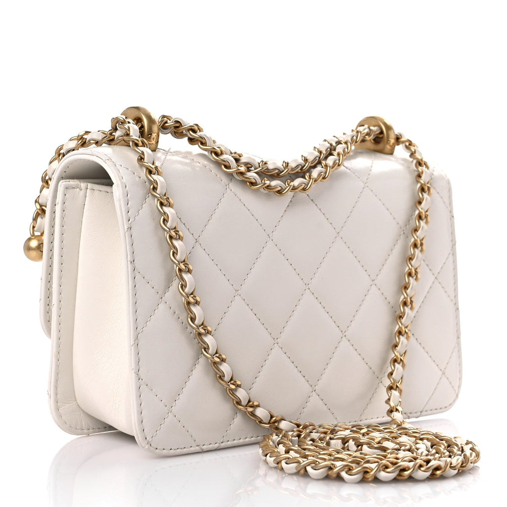 Calfskin Quilted Mini Perfect Fit Flap White